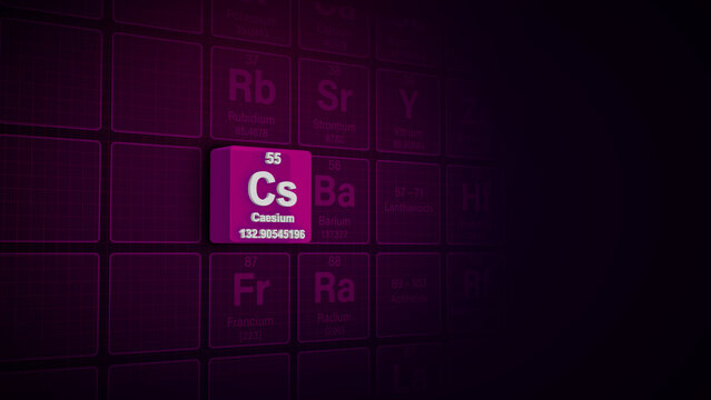 Modern periodic table element Caesium 3D illustration