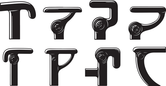 Hebrew Alphabet Letters in Black and White Vector Illustration