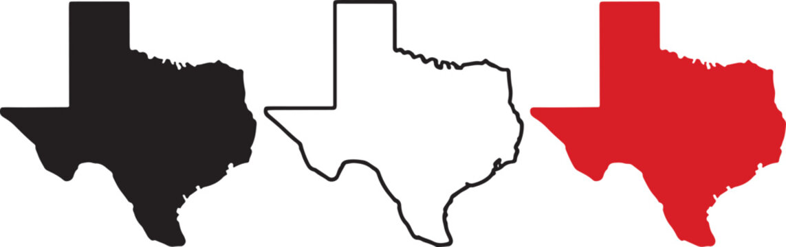 Texas state map in different colors america
