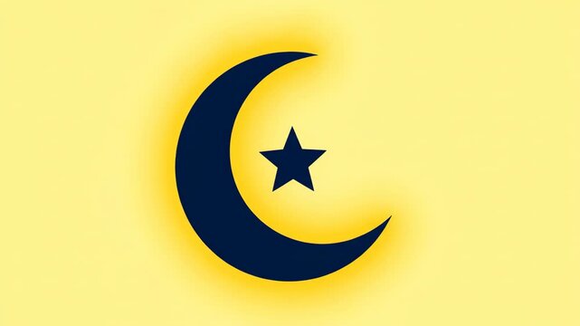 Crescent Moon and Star Symbol Animation.