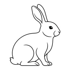 Fototapeta premium A black line drawing of a cute rabbit sitting on vector illustration