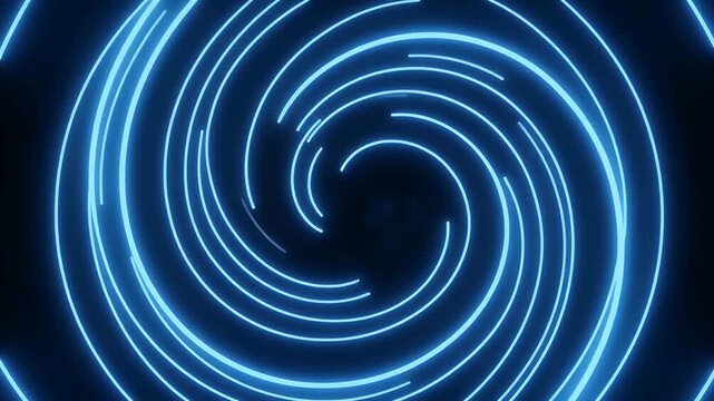 Abstract blue neon spiral effect on black background