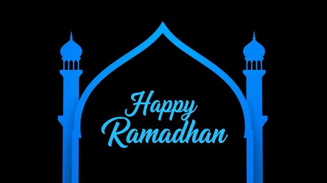 Happy Ramadhan Mosque Archway Graphic Animation.