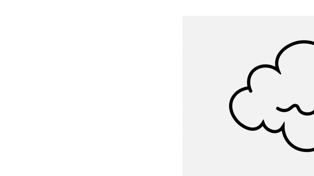 black and white cloud icon animation with movement from top to bottom then to the right