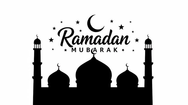Ramadan Mubarak Mosque Silhouette Islamic Greeting.