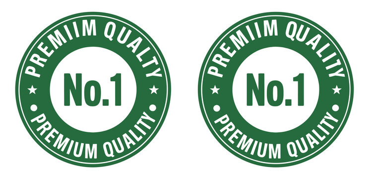 No 1 premium quality logo stamp, green star quality emblem, professional vector design for branding labels banners and marketing graphics.