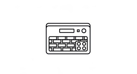 Minimalist Line Art Icon of a Vintage Synthesizer Keyboard