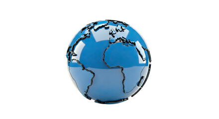 Fototapeta premium Stylized Globe with Black Landmasses on White Background