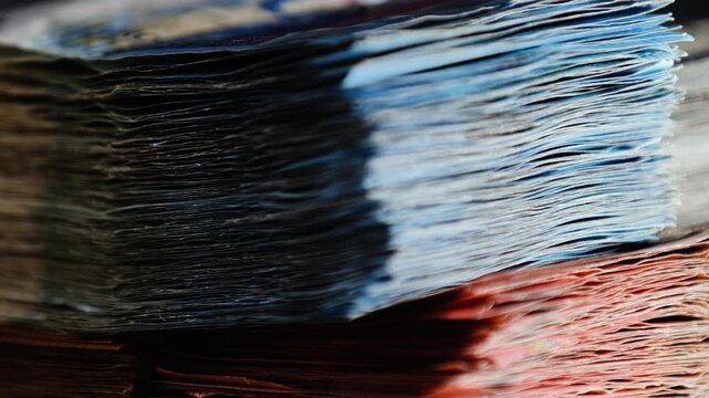 Macro perspective of euro notes in motion highlighting modern financial system