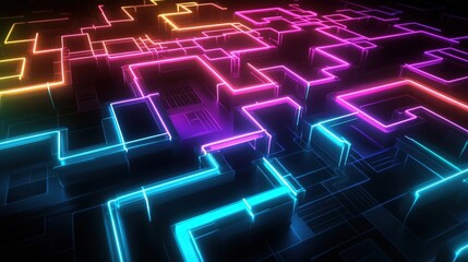 Obraz premium neon circuit abstract background