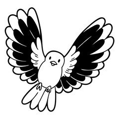 Fototapeta premium Black and White Flying Bird Illustration with Spread Wings