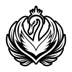 Obraz premium Glyph Style Swan Bird Symbols 