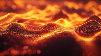 abstract orange and red glowing particle wave background