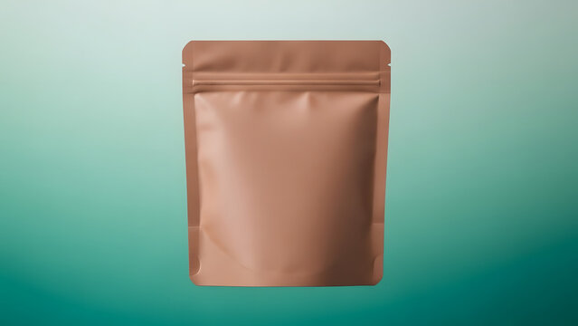 brown stand up pouch with resealable zipper closure transparent background