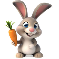 Cute Easter bunny holding a carrot cartoon illustration