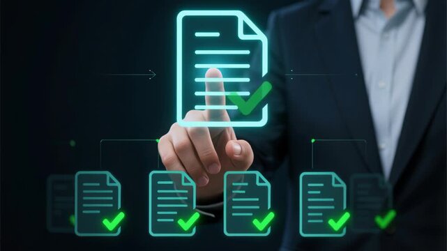 AI technology smart document management for business contract approval and procurement process automation with powerful tools improving efficiency and control digital interface futuristic