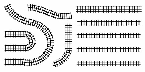 Illustration of curved and straight railway tracks on a white background © Rahul
