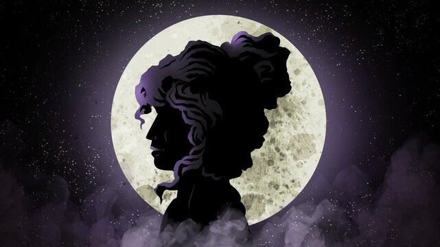 silhouette of nyx goddess of darkness and night