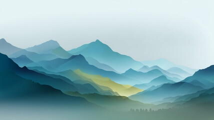 Minimalist vector illustration of a starry night sky with crescent moon and stars above a silhouetted mountain campsite.