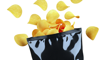 Potato Chips Pouring Out of Black Bag
