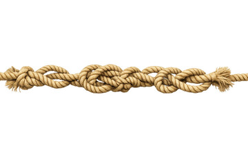 Strong jute rope displaying several securely tied nautical knots along its length, representing unity, security, and endurance