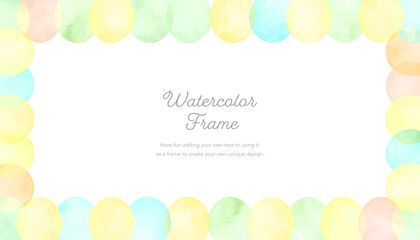 Obraz premium Colorful watercolor frame of polka dots Wide horizontal wide screen 