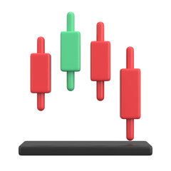Stock Trading Chart. Gold Trading Chart. 3D Illustration.