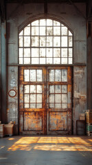 Fototapeta premium Create a raw concrete depiction of a warehouse