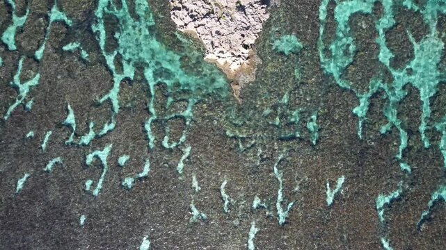 Aerial View of Coral Reef Patterns in Clear Shallow Sea　in Okinawa