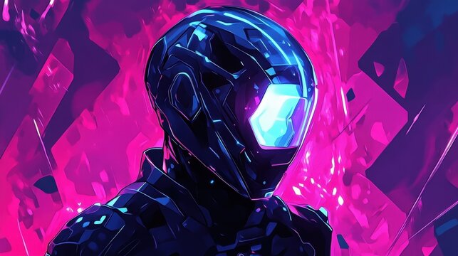 cyberpunk neon warrior portrait