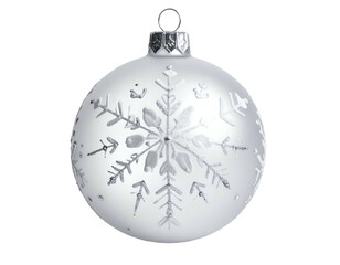 Fototapeta premium White frosted ornament with silver snowflake and glitter details