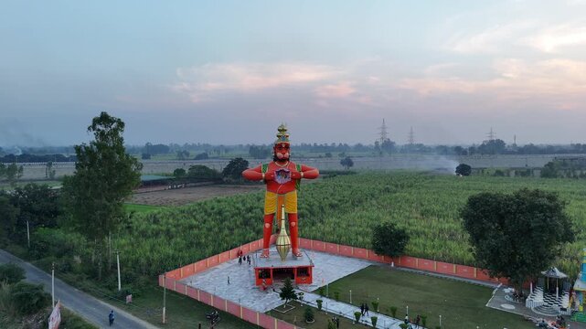 Aerial shot of Hanuman ji statue in India

