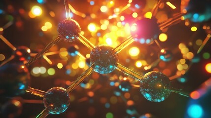abstract molecular structure colorful atoms and bonds