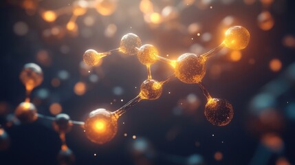 abstract molecular structure glowing atoms science background