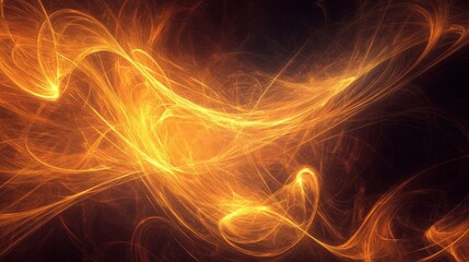 fiery abstract background golden energy  plasma swirls