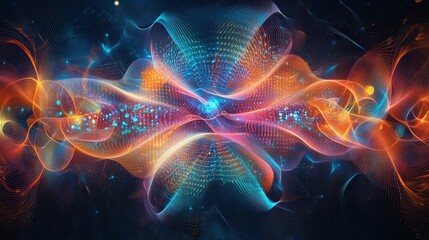 abstract energy waves vibrant cosmic nebula
