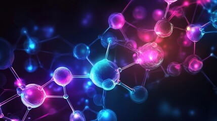 microscopic molecular structure neon glow science background