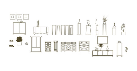 Architectural Drawings, people plan vector interior, living room illustration, top view	