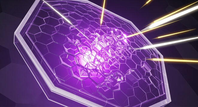 Futuristic hexagon energy shield with laser beams