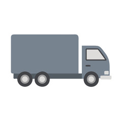 Fototapeta premium Delivery Truck Icon Vector, Flat Design, Solid Gray, Symbolizing Logistics and Shipping, Isolated on White Background