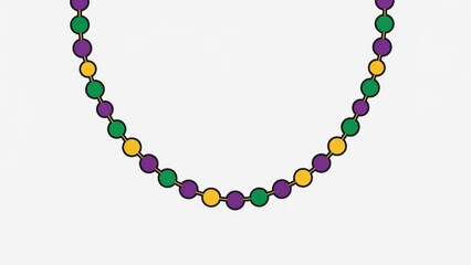 Obraz premium Mardi Gras Beads Necklace with Purple Green and Yellow Beads Isolated on White Background