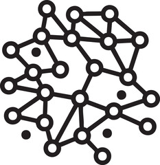 Abstract network of nodes and connections, representing data and technology, isolated on white background