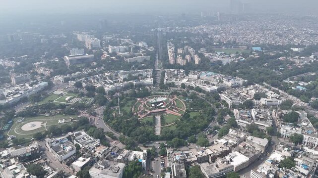 Aerial view of Connaught place in New Delhi, India
