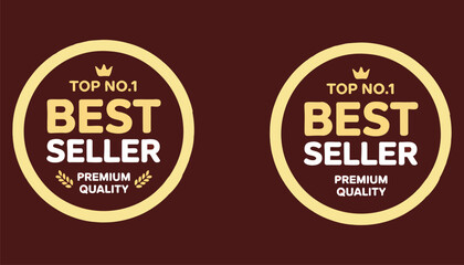 Obraz premium Top No 1 best seller round label, gold and metallic elegant design, vector illustration for icon logo sticker emblem seal stamp certificate and product branding.