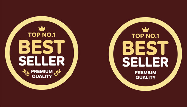 Top No 1 best seller round label, gold and metallic elegant design, vector illustration for icon logo sticker emblem seal stamp certificate and product branding.