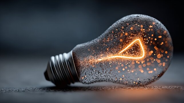 Sparkling idea ignites within a glowing, modern lightbulb, symbolizing innovation and brilliant concepts for a brighter future.