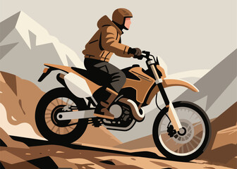 Fototapeta premium Motorcycle Trip in the Mountains Illustrator Artwork Creative Design Template 