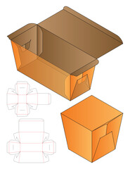 Food Pail Box Packaging Mockup with dieline Template