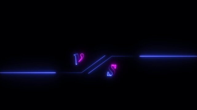 VS versus bars neon animated versus vs bars neon multiplayer co op team with smoky black background. team A and team B playing concept