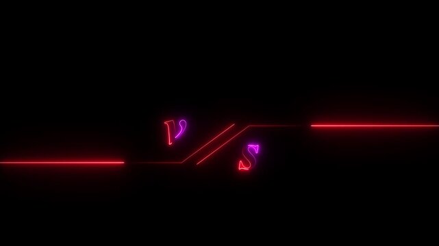 VS versus bars neon animated versus vs bars neon multiplayer co op team with smoky black background. team A and team B playing concept